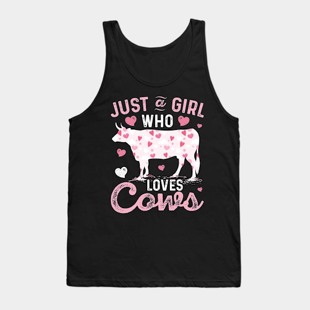 Just A Girl Who Loves Cows Florals Farmer Girl Tank Top by Murder By Text